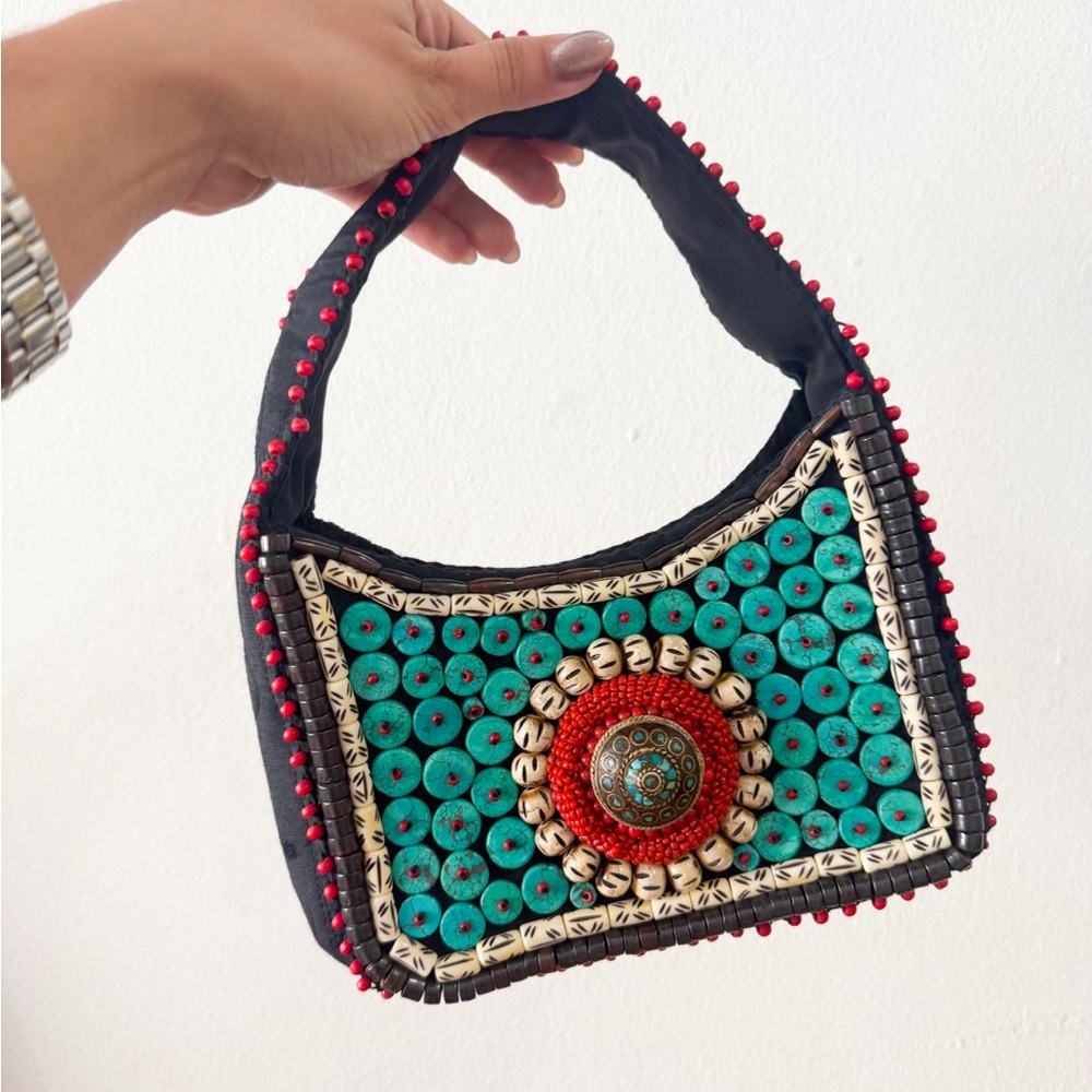 Jackson Hole Clothiers Black and Turquoise Beaded Women's Bag